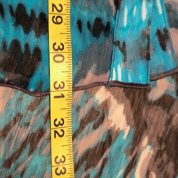 *Original Antthony* Blue Sheer Tunic High low Top Flutter Sleeves 10p - Picture 8 of 9